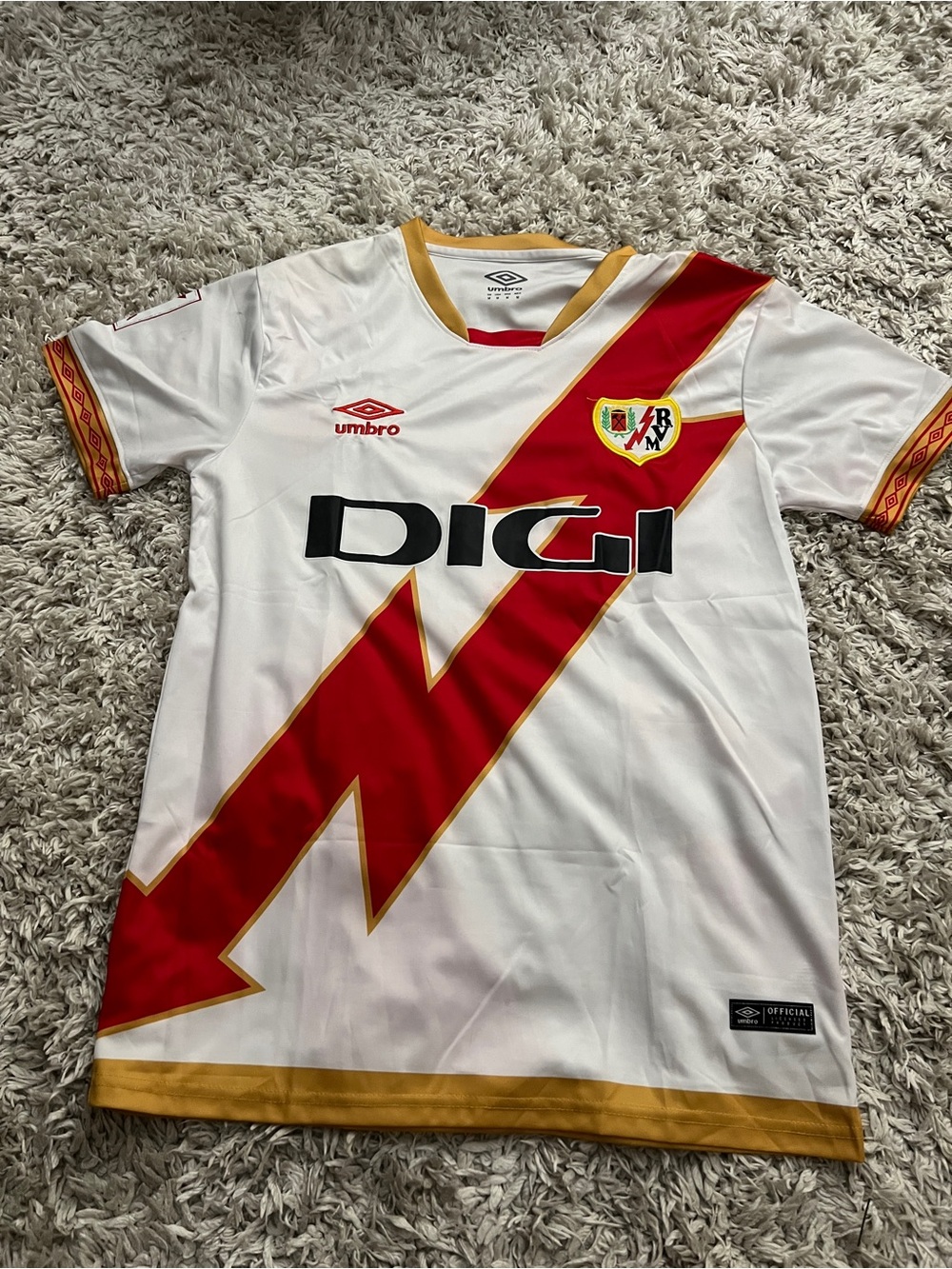 Umbro White Red Gold Rayo Vallecano Soccer Jersey La Liga